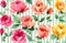 English garden Roses Colorful watercolor Floral seamless wallpaper