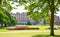 English garden view and the East Front of Hampton court 17th century locates West London