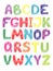 English hand-drawn colored alphabet