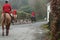 English Hunting scene. Horses and Hounds