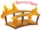 English idiom with picture description for burn bridges on white background