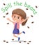 English idiom with picture description for spill the beans on white background