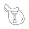 English jumping saddle flat outline icon. Minimal logo for horse riding school, yard or farm. Vector element isolated on