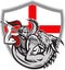 English Knight Fighting Dragon England Flag Shield Retro