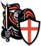 English Knight With Sword England Shield Retro