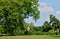 English landscaped garden in the park of Versailles Palace