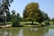 English landscaped garden in the park of Versailles Palace