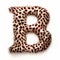 english letter B made of torn brown spot white fluffy fiber on white background generative AI