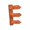 English letter E formed of downed wood planks with nails. Concept of latin alphabet, ABC. Isolated flat vector design