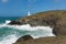 English lighthouse at Trevose Head North Cornwall coastline between Newquay and Padstow uk