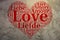 English: Love. Heart shaped word cloud Love, grunge background