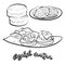 English muffin food sketch on chalkboard