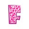 English pink letter F on a white background. Vector