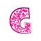 English pink letter G on a white background. Vector