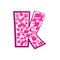 English pink letter K on a white background. Vector