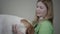 English Pointer dog in veterinary clinic. Veterinarian woman with strethoscope looking at the beautiful dog