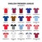 English Premier League 2014 - 2015 football or soccer jerseys icons set