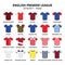 English Premier League 2016 - 2017 football or soccer jerseys icons set