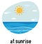 English prepositions of time with sunrise scene