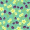 English Primrose and Hellebore flower motifs random repeat seamless vector pattern background