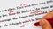 English sentences with red pen