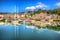 English south west Padstow harbour Cornwall England UK with boats in brilliant colourful HDR