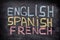 English, Spanish, French