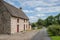 English stone cottage with a thatch roof