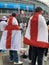 English supporters with England flags at Wembley stadium ahead of the match against Italy