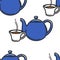 English tea ceremony seamless pattern teapot and cup
