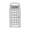 English telephone booth doodle icon, vector color line illustration