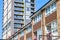 English traditional terraced houses and modern tower block flats