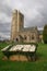 English village church and tombstone