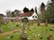 English Village Churchyard and Cottage