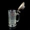 engraved antique glass mug. vintage mug with a metal lid