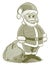 Engraved Cartoon Santa