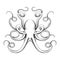 Engraved octopus vector icon