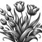 Engraved Tulips Bouquet sketch vector illustration