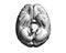 Engraving brain illustration bottom view on white BG