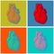 Engraving human heart illustration in variety pop art style
