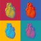 Engraving human heart illustration in variety pop art style