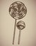 Engraving Lollipops. Engraving two candies. A huge spiral lollipop and a round candy on a stick. Engraving menu for the