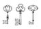 Engraving sketches of medieval keys