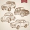 Engraving vintage hand drawn retro car vector tran