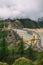 The Enguri hydroelectric power station HES. The Jvari Reservoir next to Inguri Dam, surrounded by mountains, Upper Svaneti, Georgi