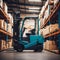 Enhancing Supply Chain Efficiency: Modern Forklift in Large Clean Warehouse, Generative AI