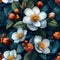 Enigmatic Blooms and Foliage: An Artistic Illustration of Vibrant Botanicals Against a Dark Backdrop Seamless Pattern. Generative