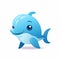 Enigmatic Blue Cartoon Dolphin - Vibrant And Lively Illustrations