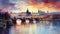 Enigmatic Cityscape: Captivating Impressionistic Painting of Prague\\\'s Charm