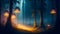 Enigmatic Druid Forest: A Mystical Journey Illuminated by Fireflies and Lanterns